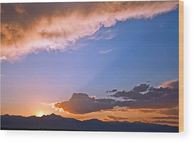 Sunset Wood Print featuring the photograph Longs Peak Sunset by Eric Rundle