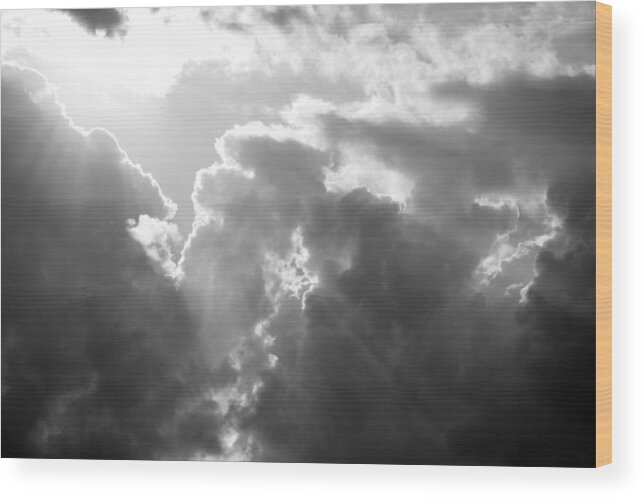 Sunbeams Wood Print featuring the photograph Rays of Hope B W by Connie Fox