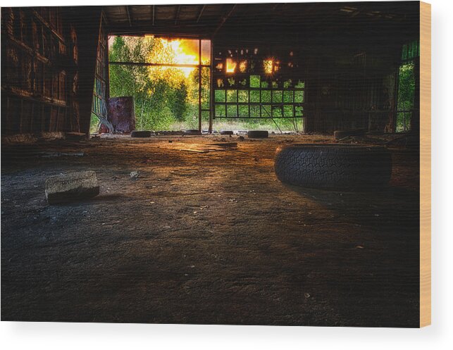 Dover New Hampshire Wood Print featuring the photograph Looking Out From The Decay. by Jeff Sinon