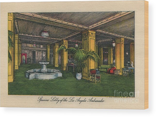 Ambassador Wood Print featuring the photograph Los Angeles Ambassador Hotel Lobby #2 by Sad Hill - Bizarre Los Angeles Archive