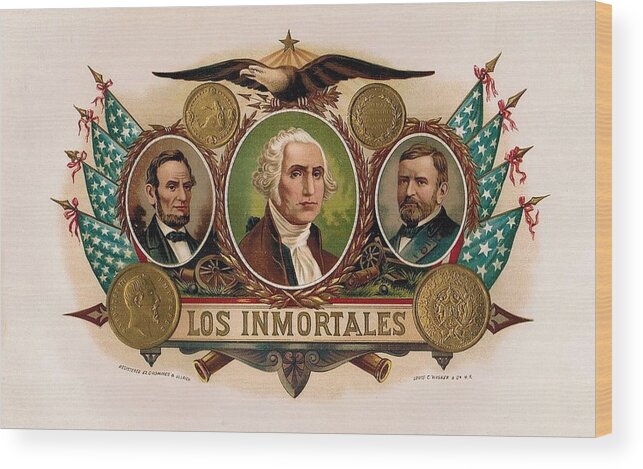 Los Inmortales Wood Print featuring the digital art Los Inmortales Cigar Box Label by Maciek Froncisz