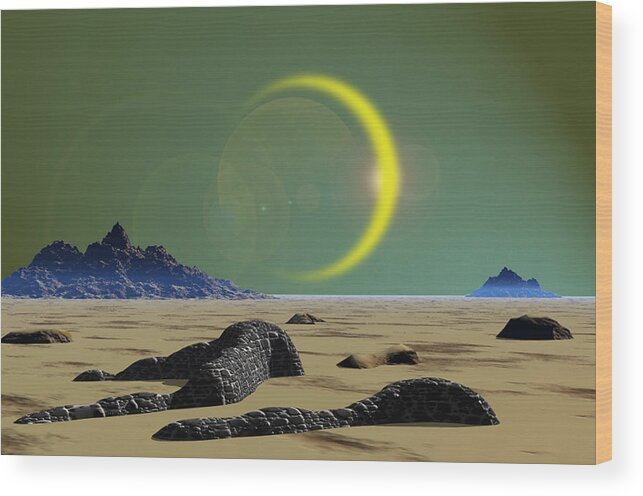 Alien Scene Wood Print featuring the digital art Lost World by Sarah McKoy