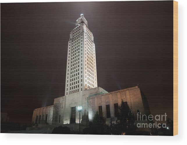 Baton Rouge Wood Print featuring the photograph Louisiana State Capitol Building by Bill Cobb