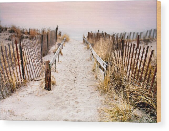 Love Wood Print featuring the photograph Love is Everything - Footprints in the sand by Gary Heller