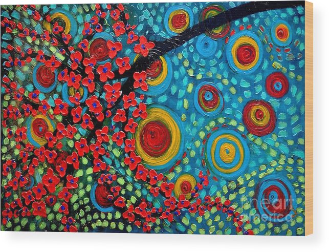 Swirl Wood Print featuring the painting Lovely Red by Preethi Mathialagan