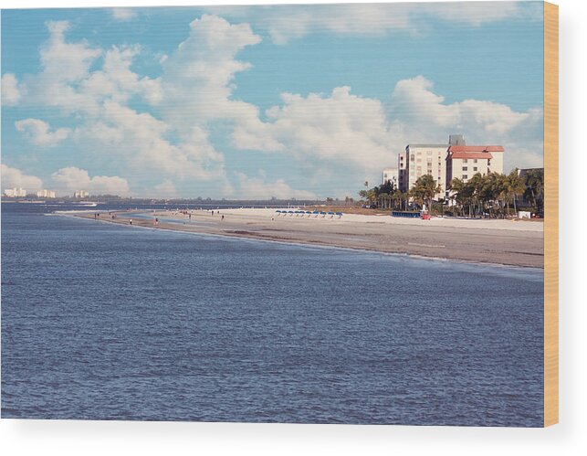 Pier Wood Print featuring the photograph Low Tide - Fort Myers Beach by Kim Hojnacki