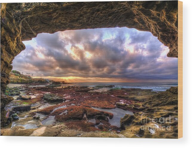 Low Wood Print featuring the photograph Low Tide Sunset In La Jolla by Eddie Yerkish