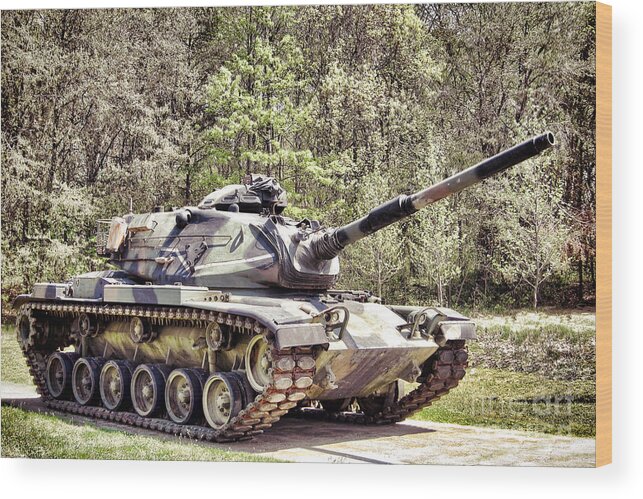 M60 Wood Print featuring the photograph M60 Patton Tank by Olivier Le Queinec