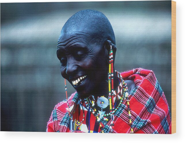 Masai Wood Print featuring the photograph Maasai Smile by Joe Connors