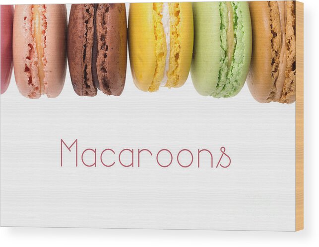 Background Wood Print featuring the photograph Macaroons isolated by Jane Rix