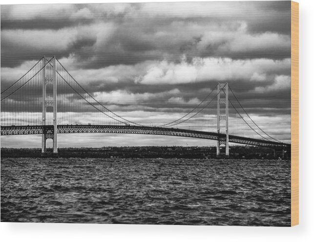 Black And White Wood Print featuring the photograph Mackinaw Black and White by Sheri Bartoszek