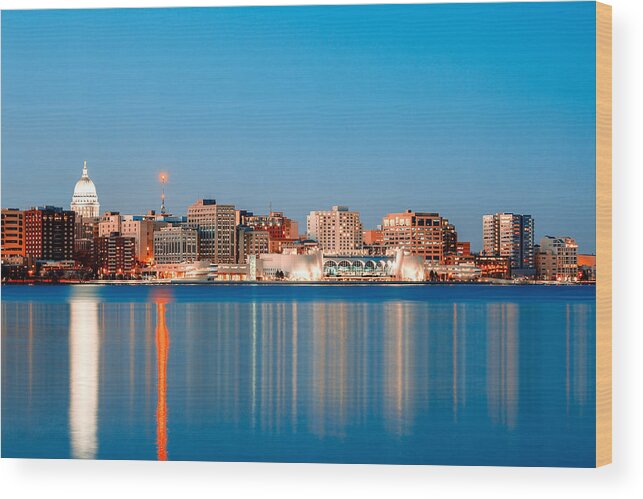 Madison Wood Print featuring the photograph Madison Skyline by Todd Klassy