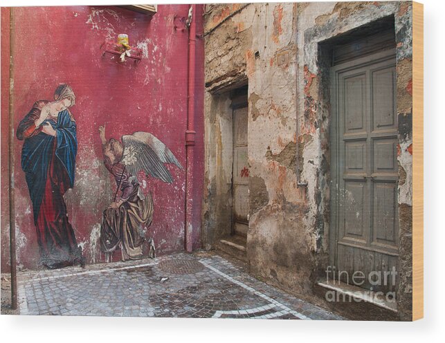 Naples Wood Print featuring the photograph Madonna of the Alley by Marion Galt