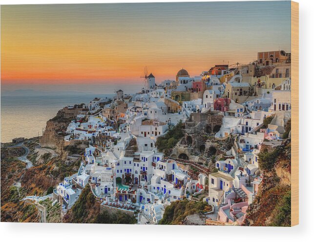 Tranquility Wood Print featuring the photograph Magic Sunset In Santorini by George Papapostolou Photographer