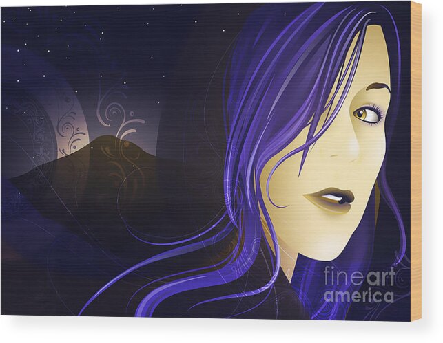 Girl Wood Print featuring the digital art Magican by Sandra Hoefer