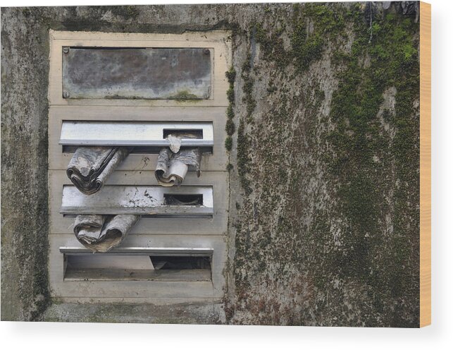 Letterbox Wood Print featuring the photograph Mailbox with old newspapers by Matthias Hauser