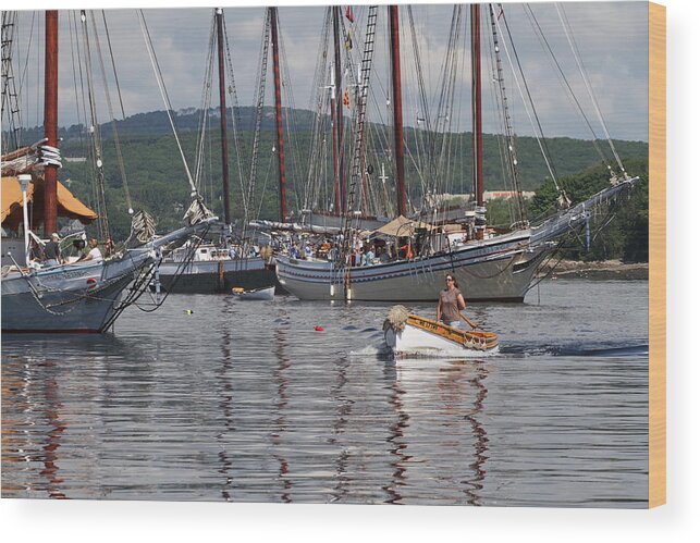 Adventure Wood Print featuring the photograph Maine schooners at anchor Penobscot Bay by Downeast Yacht Shots- Ted Fisher Photography