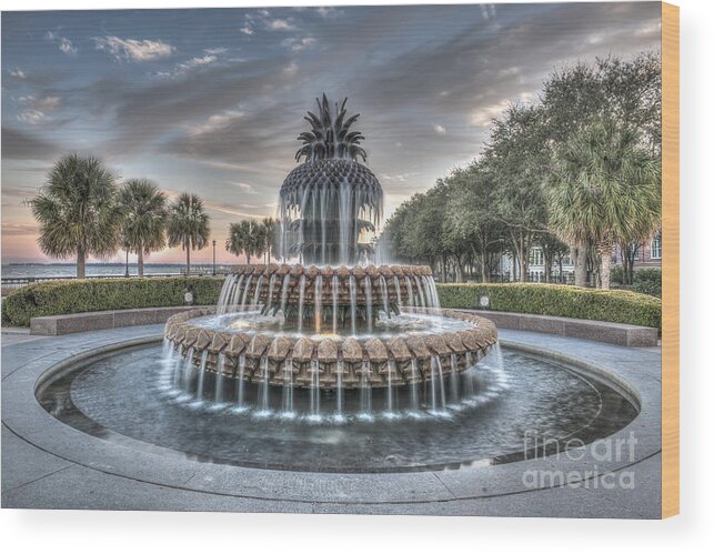 Pineapple Fountain Wood Print featuring the photograph Make A Wish by Dale Powell