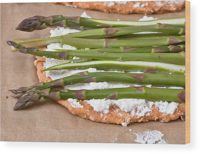 Asparagus Wood Print featuring the photograph Making pizza by Tom Gowanlock