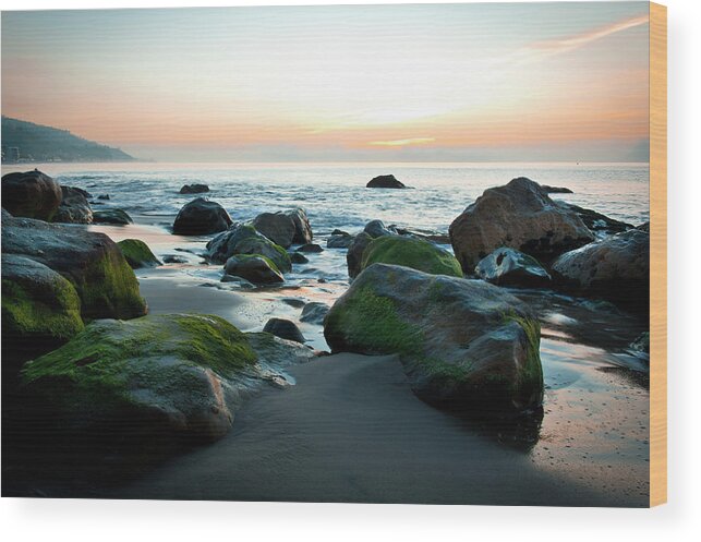 Scenics Wood Print featuring the photograph Malibu Beach At Sunrise by Jenniferphotographyimaging