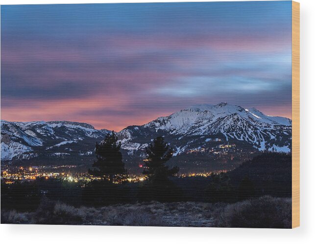 Sunset Wood Print featuring the photograph Mammoth at Night by Cat Connor