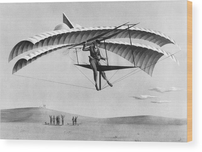 1035-635 Wood Print featuring the photograph Man Gliding In 1883 by Underwood Archives