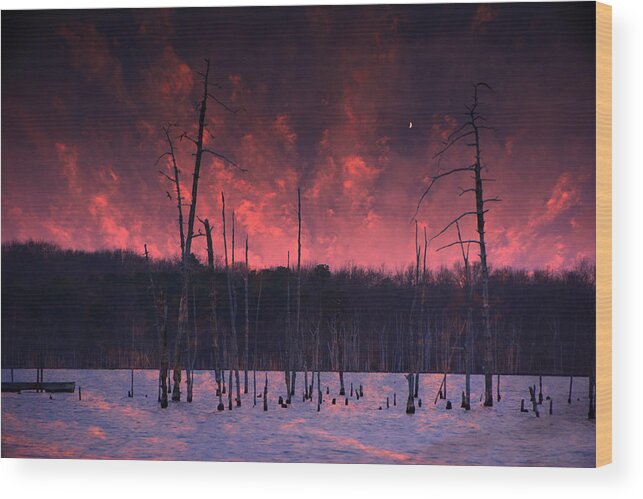  Wood Print featuring the photograph Manasquan Reservoir Sunset by Raymond Salani III