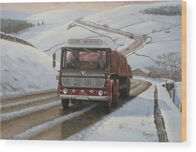 Truck Wood Print featuring the painting Mandator on Shap. by Mike Jeffries