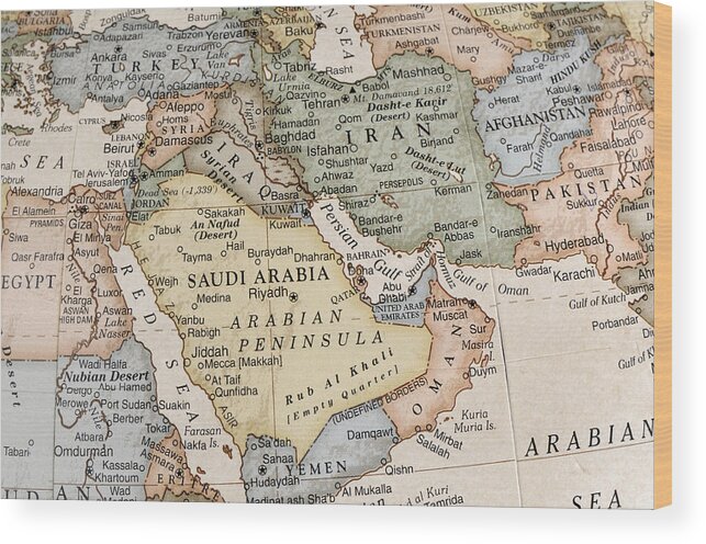 Sanaa Wood Print featuring the photograph Maps of countries in Middle East by KeithBinns