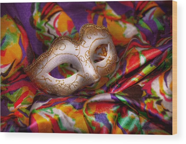 Mardi Gras Wood Print featuring the photograph Mardi Gras - Celebrating Mardi Gras by Mike Savad