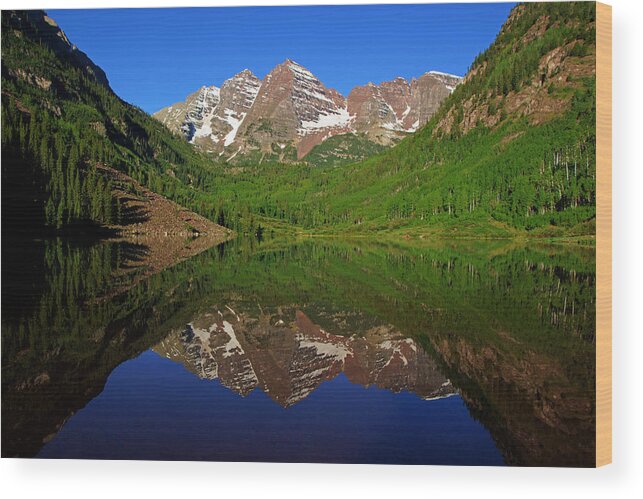 Maroon Bells Wood Print featuring the photograph Maroon Bells Reflection by Daniel Woodrum