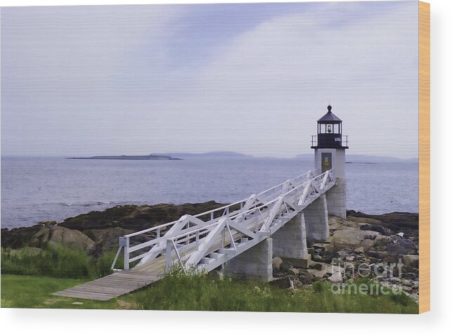 Marshall Point Light Wood Print featuring the photograph Marshall Point Light 1 Stylized by Patrick Fennell