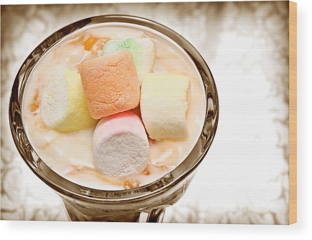 Yogurt Wood Print featuring the photograph Marshmallow Peach Yogurt Parfait by Andee Design