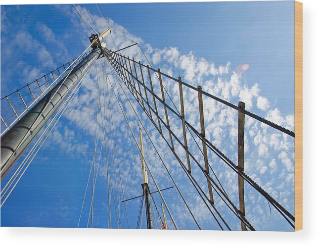 Nautical Wood Print featuring the photograph Masted Sky by Keith Armstrong