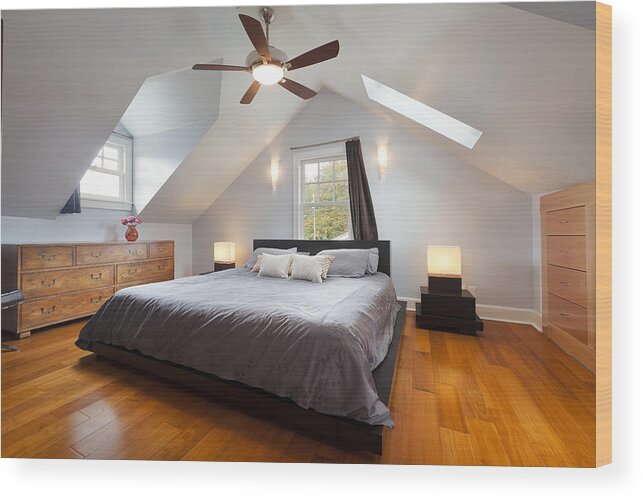 Domestic Room Wood Print featuring the photograph Master Bedroom by Chuckcollier
