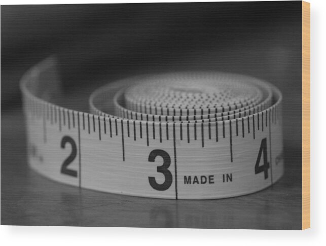Tape Measure Wood Print featuring the photograph Measuring Up by Holden The Moment