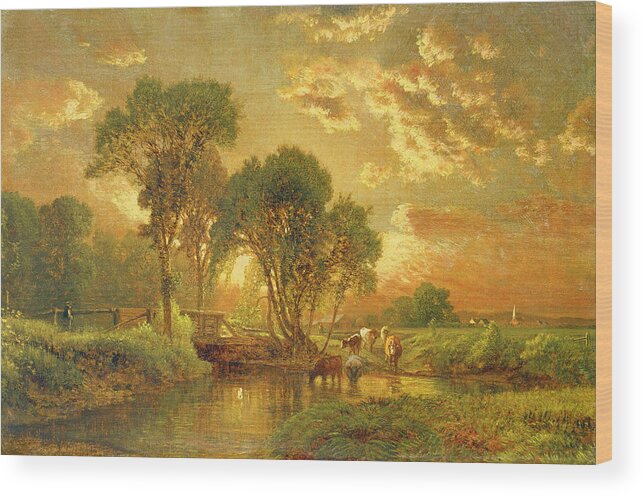 Inness Wood Print featuring the painting Medfield Massachusetts by Inness