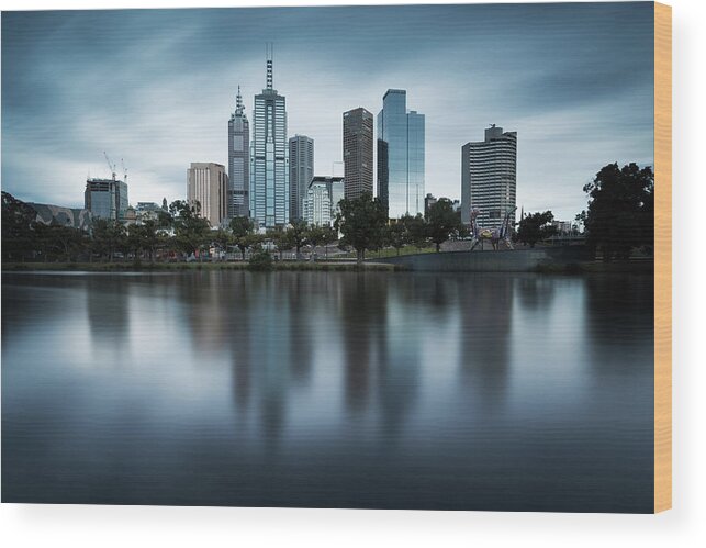 Tranquility Wood Print featuring the photograph Melbourne Skyline by Matteo Colombo