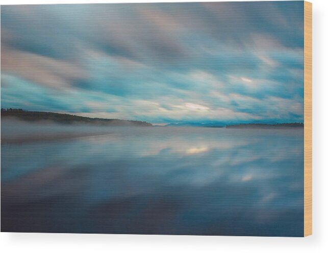 New England Wood Print featuring the photograph Melvin Bay Fog by Brenda Jacobs