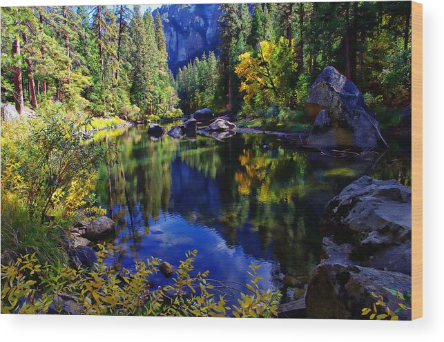 California Wood Print featuring the photograph Merced River Yosemite National Park by Scott McGuire