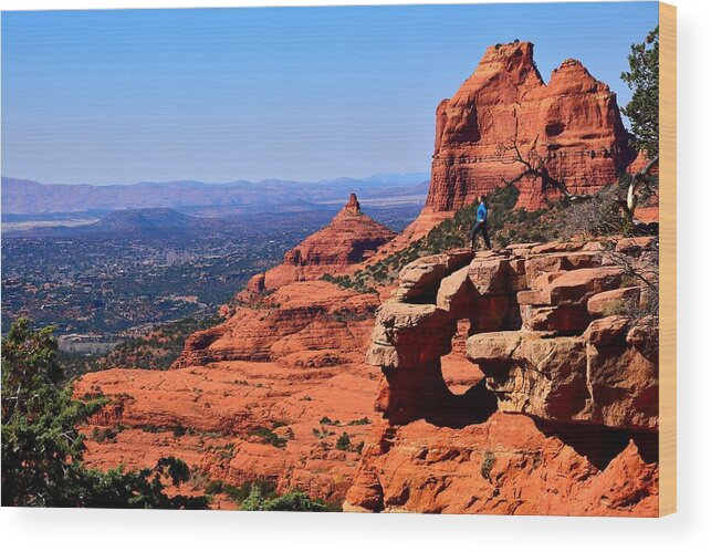 Sedona Munds Wagon Trail Merry Go Round Rock Wood Print featuring the photograph Merry-Go-Round Rock by Walt Sterneman