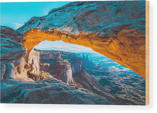 Scenics Wood Print featuring the photograph Mesa Arch Sunrise by Tobiasjo