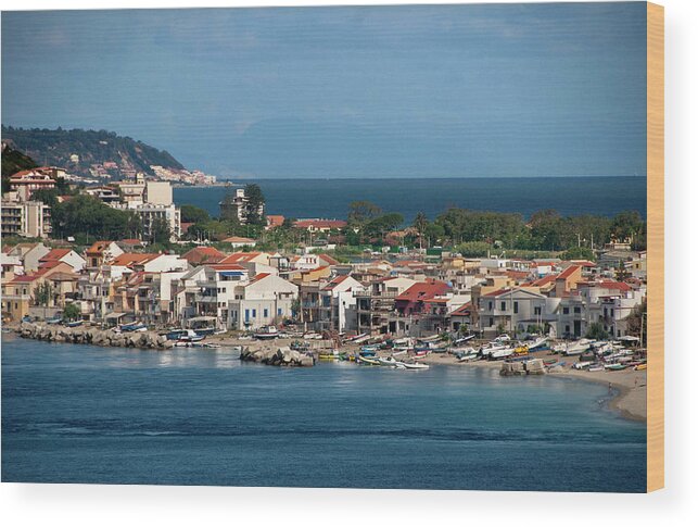 Water's Edge Wood Print featuring the photograph Messina Port Area by Mitch Diamond