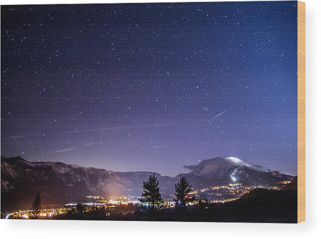 Night Wood Print featuring the photograph Mammoth Mountain at Night by Cat Connor