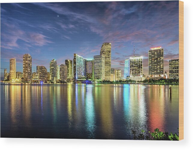Tranquility Wood Print featuring the photograph Miami Florida by Sky Noir Photography By Bill Dickinson