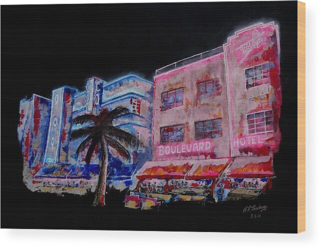 Miami Wood Print featuring the painting Miami Outside In by Andrew Roy Thackeray