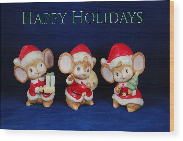 Holiday Card Wood Print featuring the photograph Mice Holiday by Aimee L Maher ALM GALLERY