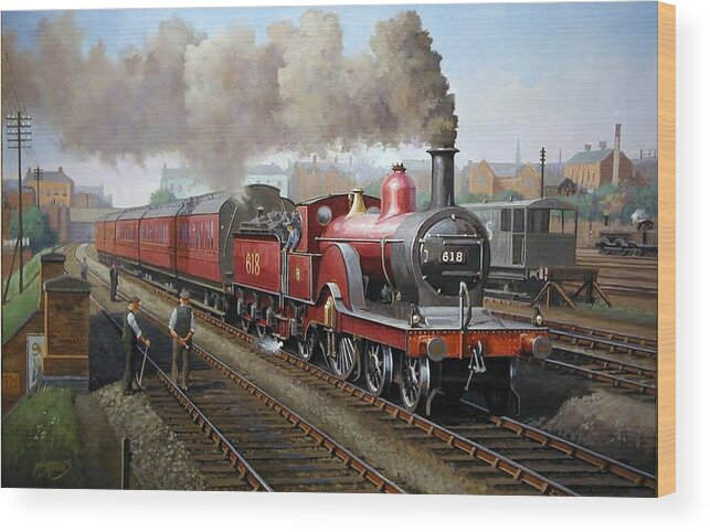 Train Wood Print featuring the painting Midland Railway single 1896. by Mike Jeffries