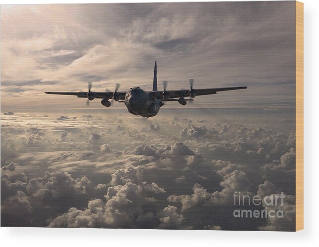 Lockheed Wood Print featuring the digital art Mighty Hercules by Airpower Art