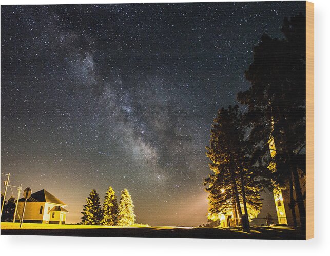 Milky Way Wood Print featuring the photograph Milky Way from Oldham South Dakota USA by Aaron J Groen